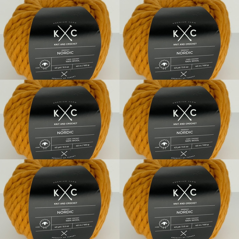 lot of 6 golden yellow knit and crochet nordic yarn